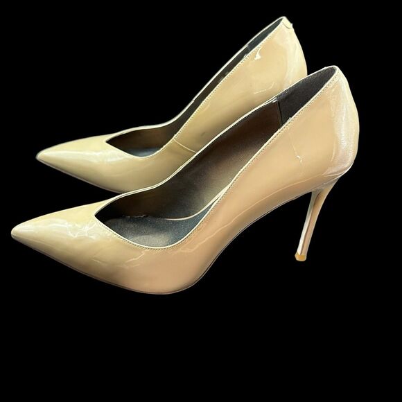 Jeffrey Campbell High Heel Pointed Toe Patent Leather Stiletto Pump Tan Size 10 - Picture 3 of 11